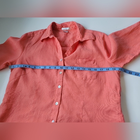 Edward Linen Button-up Shirt Coral in L - Picture 7 of 8